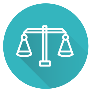 An icon of two scales equally weighted.