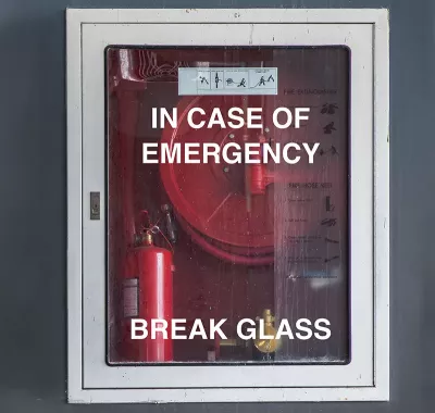 A glass fire case reads 