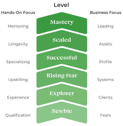 A chart showing the Health Leader Ladder.